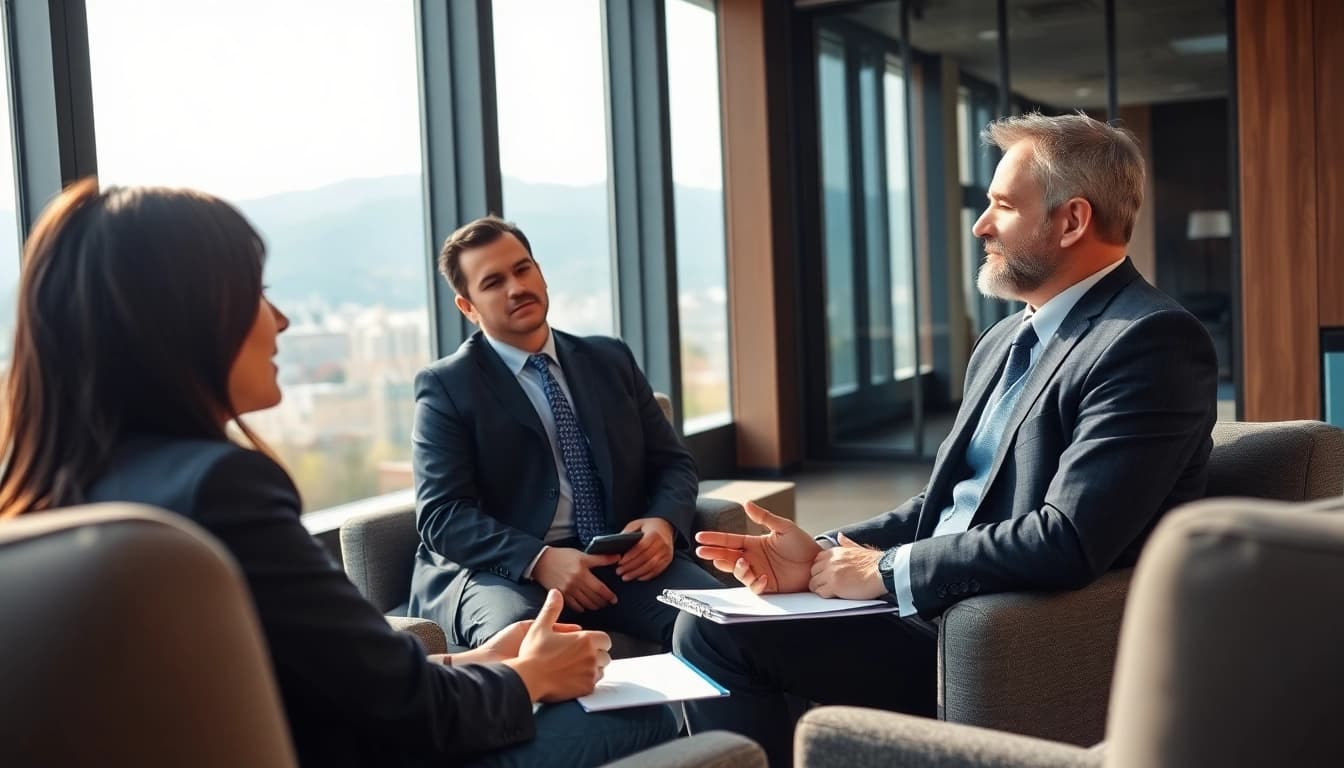 Headhunter Schweiz interviewt einen Kandidaten in modernem Büroumfeld