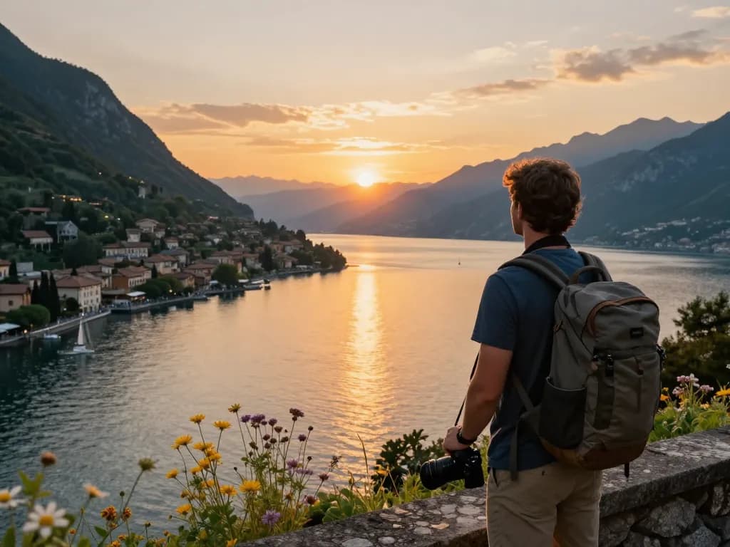 Entdecken Sie atemberaubende Gardasee Reisetipps durch atemberaubende Sonnenuntergangsblicke am See.