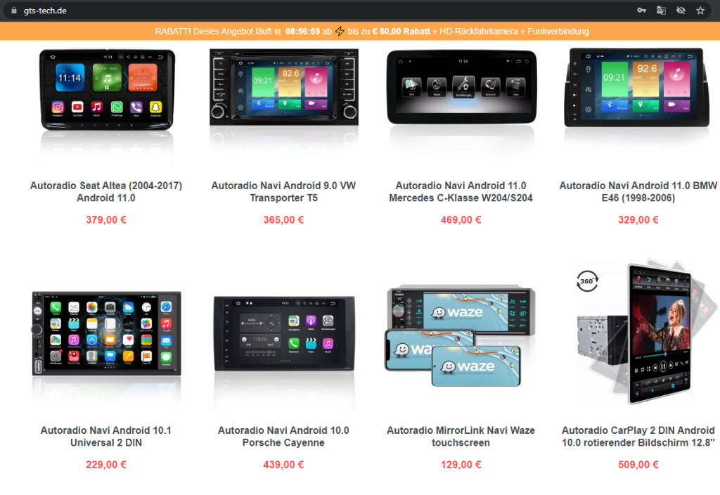<strong>Allgemeiner Hinweis auf der GTS TECH Website</strong>