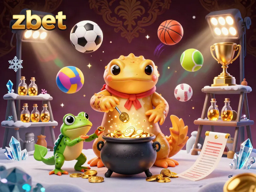 Zbet transforms sports betting with enchanting 3D illustration of gold coins and vibrant game elements.