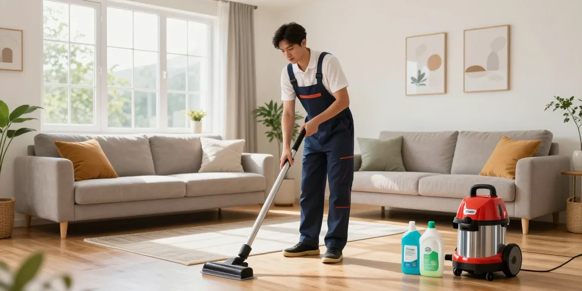 Professional cleaner in Bern ensuring spotless living room spaces for reinigungsfirmen bern