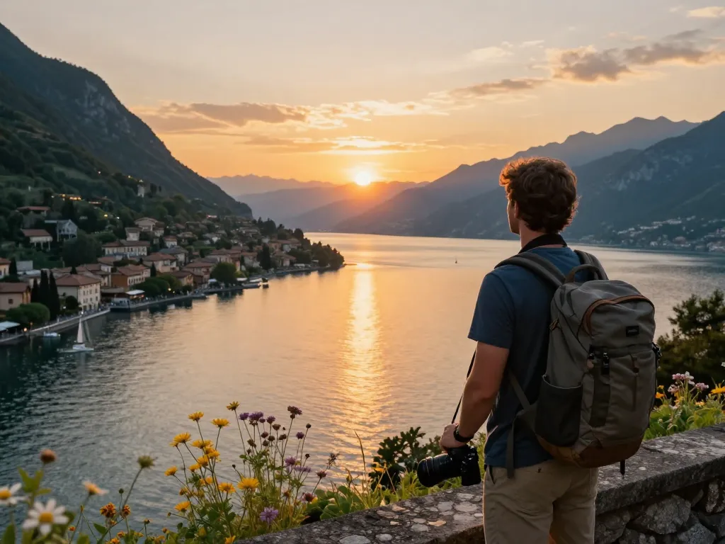 Entdecken Sie atemberaubende Gardasee Reisetipps durch atemberaubende Sonnenuntergangsblicke am See.