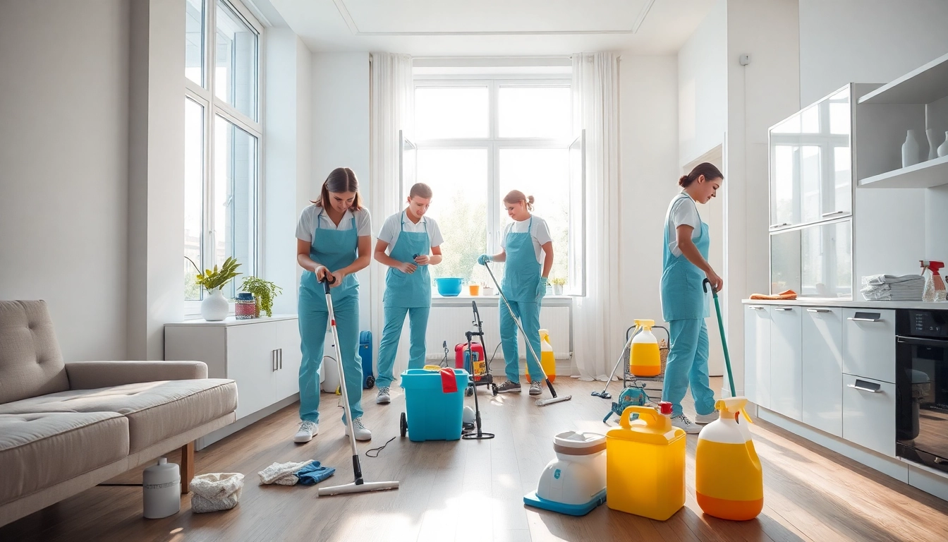 Professionelles Team bei der grundreinigung berlin zeigt Effizienz und Sauberkeit in einer modernen Wohnung.