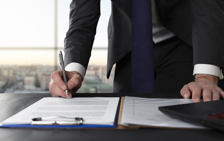 Signing Documents in Office