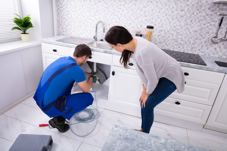bigstock-Woman-Looking-At-Male-Plumber-284038597