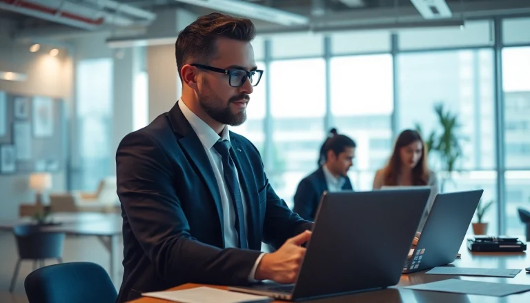 Headhunter Schweiz analysiert Lebensläufe in einem modernen Büro.