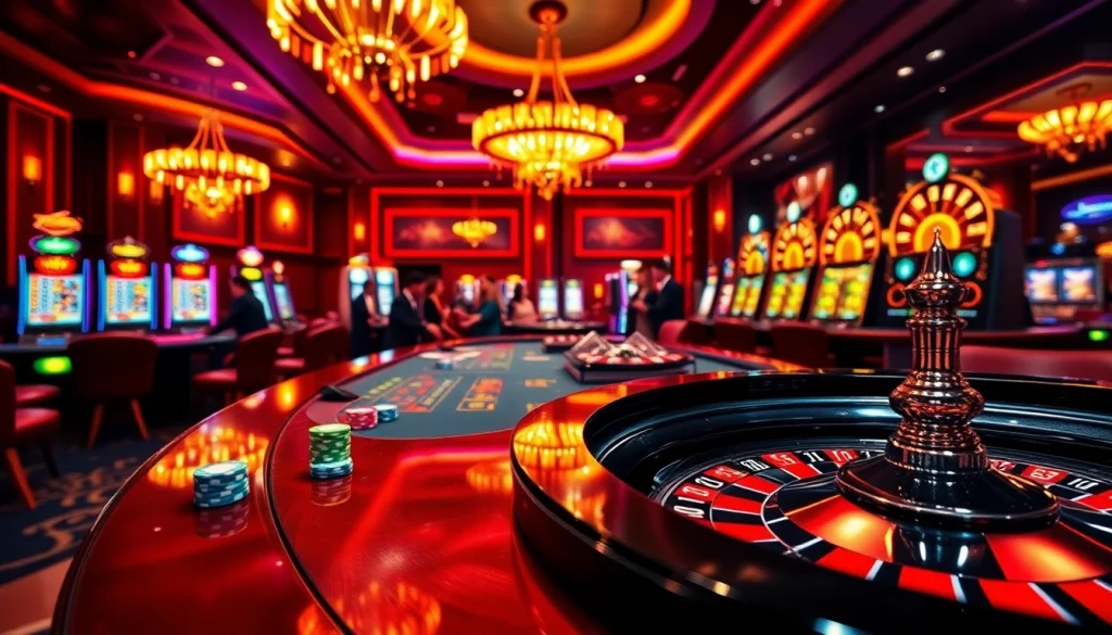 Players experiencing the excitement of casino games at rr88.com, featuring poker chips and roulette wheel.