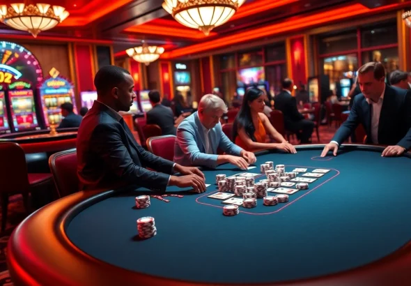 Enjoying a thrilling poker game at NV Casino, showcasing exciting gameplay and luxury.