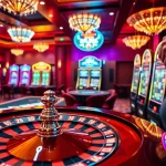 Experience the thrill of vswin in a vibrant casino atmosphere filled with roulette and slot machines.