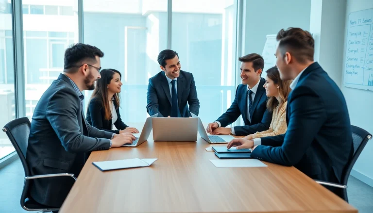 Headhunter IT bespricht internationale Talente in einem modernen Büro.