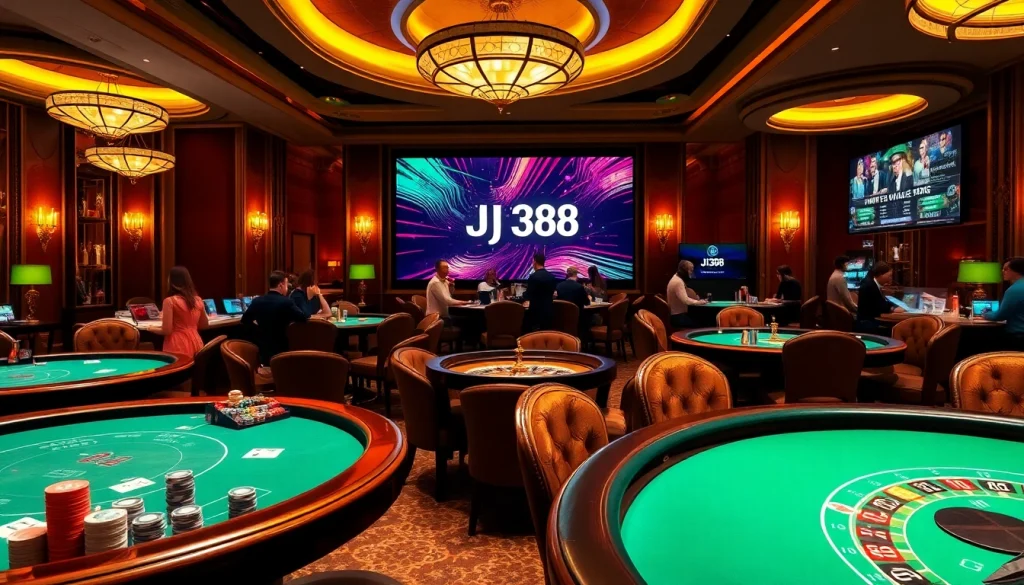 Experience exciting online betting with BJ388 in a luxurious casino setting.