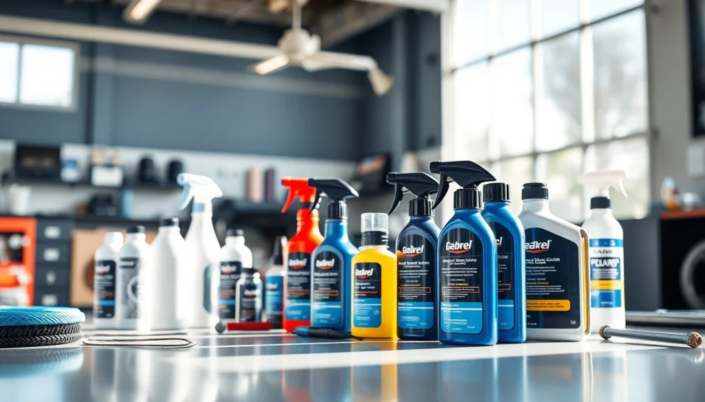 Produkte im Autopflege Shop mit hochwertiger Autopflege-Ausrüstung und einladender Präsentation.